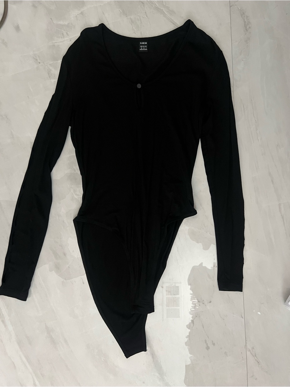 Shein Black bodysuit with cut out sleeve detail